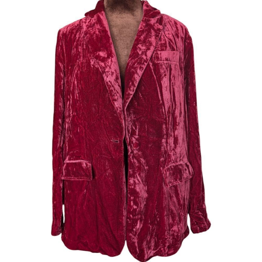 Torrid Raspberry Red Velvet Blazer Size M - Picture 7 of 10